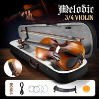 Melodic 3/4 Size Electric Violin with Carrying Case Nature