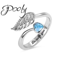 Poly Design Your Own birthstone Engrave Angel Ring