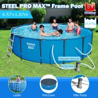 Bestway 4.57M Above Ground Metal Frame Swimming Pool w/Ladder, Cover & Filter Pump