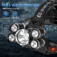 5 LED Head Flashlight Adjustable Headlamps for Adults, Hardhats Light for Camping, Running, Fishing