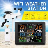 Maxkon WIFI Weather Station Solar Powered for UV Light Temperature Humidity Wind Speed