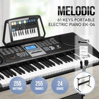 61 Key Portable Electronic Keyboard Electric Piano with Microphone Power Adaptor Melodic