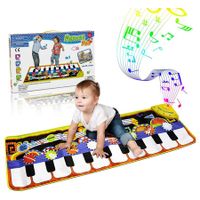 Kids Musical Mats, Music Piano Keyboard Dance Floor Mat Carpet Animal Blanket Touch Playmat Early Education Toys for Baby Girls Boys(43.3x14.2in)