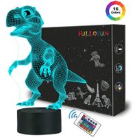 3D Dinosaur Bedside Lamp, T-rex Illusion Laser Night Light 16 Colors Changing Remote Control Novelty Child's Room Decor Xmas Birthday Kids Baby Boy