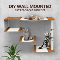 Floating Multi-Level Cat Shelves Sisal Scratching Post Wall Mounted Cat Perch Set