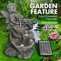 Fairy 4-Tier Solar Water Fountain Garden Features Outdoor Bird Bath With Led Light