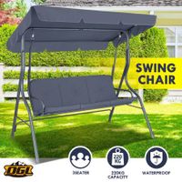 3 Seater Swing Chair for Garden Patio with Cushion & Canopy Dark Grey