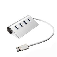 4-Port USB 3.0 Unibody Aluminum Portable Data Hub with 2ft USB 3.0 Cable for Macbook,Notebook PC,Mobile HDD and More(Silver)