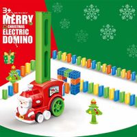 Christmas Domino Train Set for Kids 90 Pcs Toy with Light and Sound