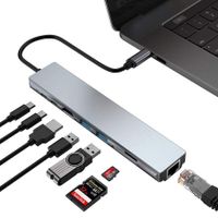 USB C Hub Multiport Adapter 8 in 1 Type C Docking Station Aluminum for MacBook Pro,XPS