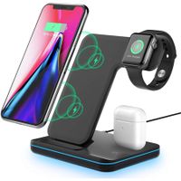 Wireless Charging Station, 3 in 1 Qi Charger for Apple Watch 1 2 3 4 5 6/Airpods, Wireless Charger for iPhone 11/11 Pro/11 Pro Max/XS Max/XS XR Plus Samsung S10 S9 S8 S7 and Qi-Certified Phones