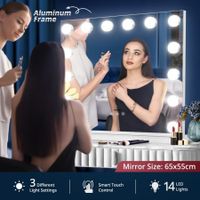 Makeup Mirror Hollywood Style 14 LED Lighted Vanity Mirror Maxkon Adjustable Brightness
