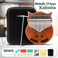 Melodic 17 Keys Owl Kalimba Mahogany Wood Thumb Piano Finger Percussion w/ Tuning Hammer