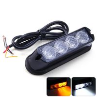 12V 4W Water Resistant Car Truck Emergency Strobe Flash Light with 4 LEDs - Amber White Light