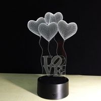 Yeduo 3D Visual Bulb Optical Illusion Colorful Led Table Lamp Touch Romantic Holiday Night Light Baymax Love Heart Wedding Gifts