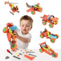 6821 Car Model Building Blocks Helicopter Plane Flexible Educational Toy