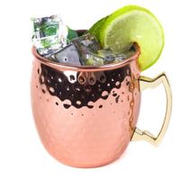 Hammered Moscow Mule Copper Plated Mugs 304 Stainless Steel 550ml Beer Drinkware