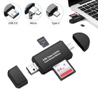 3 in 1 OTG Card Reader Type C USB Micro USB Combo to 2 Slot TF SD Card Reader