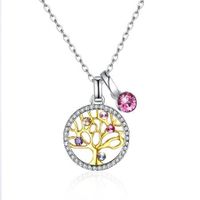 S925 Pure Silver Multiple Crystal Life Tree Pendant Necklace
