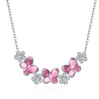 Crystal Butterfly S925 Sterling Silver Necklace Pink/Platinum Plated