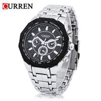 Curren 8084 Male Quartz Watch 3ATM Decorative Sub-dial Stainless Steel Band Wristwatch