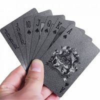 54PCS Durable Waterproof Black Gold Foil Poker Playing Card Deck Gift Board Game
