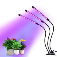 LED Indoor Plant Growth Lamp Grow Light 3 Head Adjustable Brightness with Clip