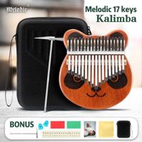 Melodic 17 Keys Panda Kalimba Mahogany Wood Thumb Piano Finger Percussion w/ Tuning Hammer
