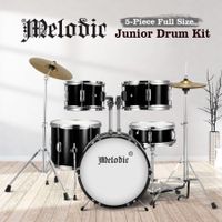 Melodic 5 Piece Kids Junior Drum Set w/ Hi Hat Cymbals Kick Pedal Stool Drumsticks