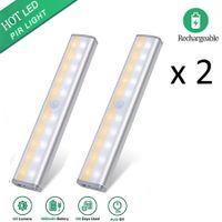 2 Packs Portable Cordless 20-LED Motion Sensor Activated Night Light Build in Rechargeable Battery Magnetic Tap Lights