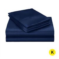 DreamZ Silk Satin Quilt Duvet Cover Set in King Size in Navy Colour