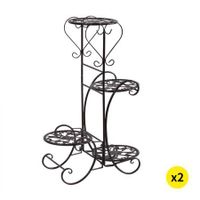 2x Levede Flower Shape Metal Plant Stand with 4 Plant Pot Space in Black Colour