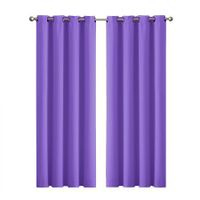 2x Blockout Curtains Panels 3 Layers Eyelet Room Darkening 140x230cm Purple