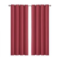 2x Blockout Curtains Panels 3 Layers Eyelet Room Darkening 140x230cm Burgundy