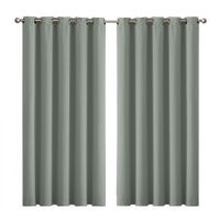 2x Blockout Curtains Panels 3 Layers Eyelet Room Darkening 180x230cm Grey