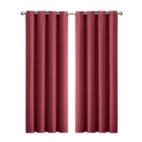 2x Blockout Curtains Panels 3 Layers Eyelet Room Darkening 180x230cm Burgundy