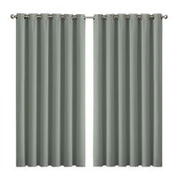 2x Blockout Curtains Panels 3 Layers Eyelet Room Darkening 240x230cm Grey