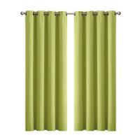 2x Blockout Curtains Panels 3 Layers Eyelet Room Darkening 240x230cm Green