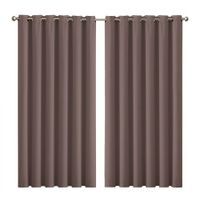 2x Blockout Curtains Panels 3 Layers Eyelet Room Darkening 240x230cm Taupe