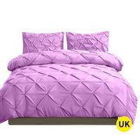 DreamZ Diamond Pintuck Duvet Cover and Pillow Case Set in UK Size in Plum Colour
