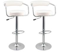 2 x Designer Bar Stool Kitchen Chair Gas Lift - White