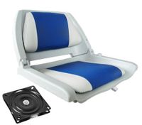 Folding Swivel Boat Seat - Gray/Blue