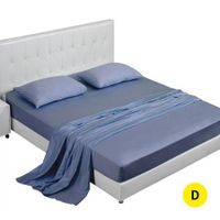 DreamZ 4 Pcs Natural Bamboo Cotton Bed Sheet Set Size Double Bluish Grey