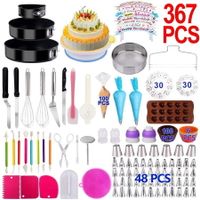 367PCS Baking Set with Springform Cake Pans Set Rotating Turntable,Cake Decorating Kits, Muffin Cup Mold