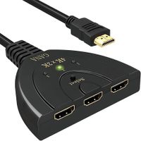 HDMI Switch,3 Port 4K HDMI Switch 3x1 Switch Splitter with Pigtail Cable Supports Full HD 4K 1080P 3D Player