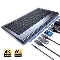11 in 1 USB C Docking Station KeyboardUSB C to HDMI VGA USB 3.0, RJ45 Ethernet, 100W PD, For MacBook Pro,iPad Pro,iMac,Smart TV