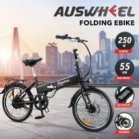 Auswheel Electric Bike Bicycle Folding Ebike 250W Motor 36V 9Ah Battery Single Speed