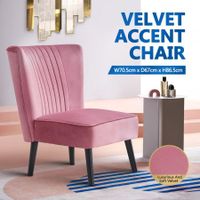 Retro Velvet Side Accent Chair Dining Lounge Chair Single Sofa Seat - Pink