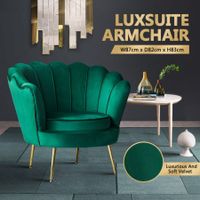 Upholstered Green Velvet Accent Armchair Lounge Chair Soft Single Sofa Dining Chair