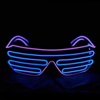 Shutter EL Wire Neon Rave Glasses Flashing LED Sunglasses Light Up Costumes for 80s, EDM, Party RB03 (Purple - Blue)